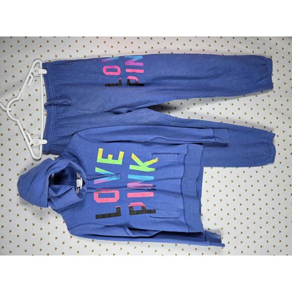 PINK Victoria's Secret Tops - Victorias Secret Pink 86 LOVE Small RAINBOW VINTAGE y2k Hoodie Sweats SET